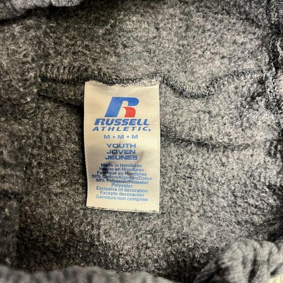 Russell Athletic Sweatpants Youth Medium Straight Leg Fleece Gray Elastic Waist - Picture 3 of 5